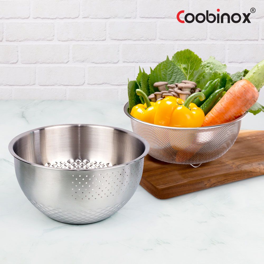 Coobinox® Artware Stainless Steel Deep Rice Washer & High-Profile Colander 2-Piece Set (CO-73-03)